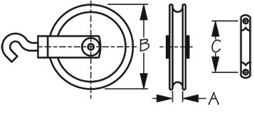 TILLER CABLE PULLEY 1 3/4IN NYLON PULLEY